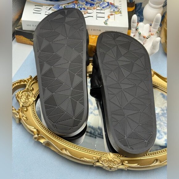 🆕 KURT GEIGER LONDON 🧿 NWOB Meena Eagle Drench Slide, All Black - Sz 38 US 7.5 - Picture 11 of 12